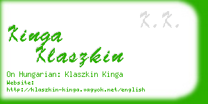 kinga klaszkin business card